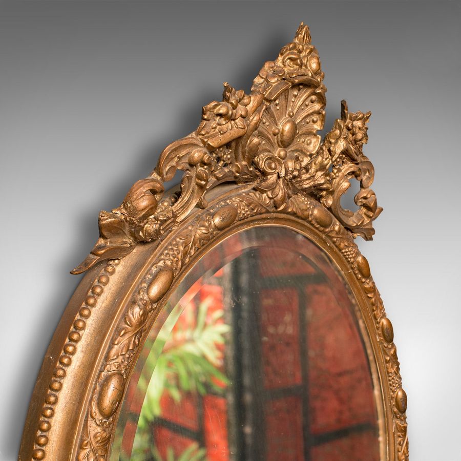 Antique Antique Ornate Wall Mirror, French, Gilt Gesso, Bevelled Glass, Victorian, 1900