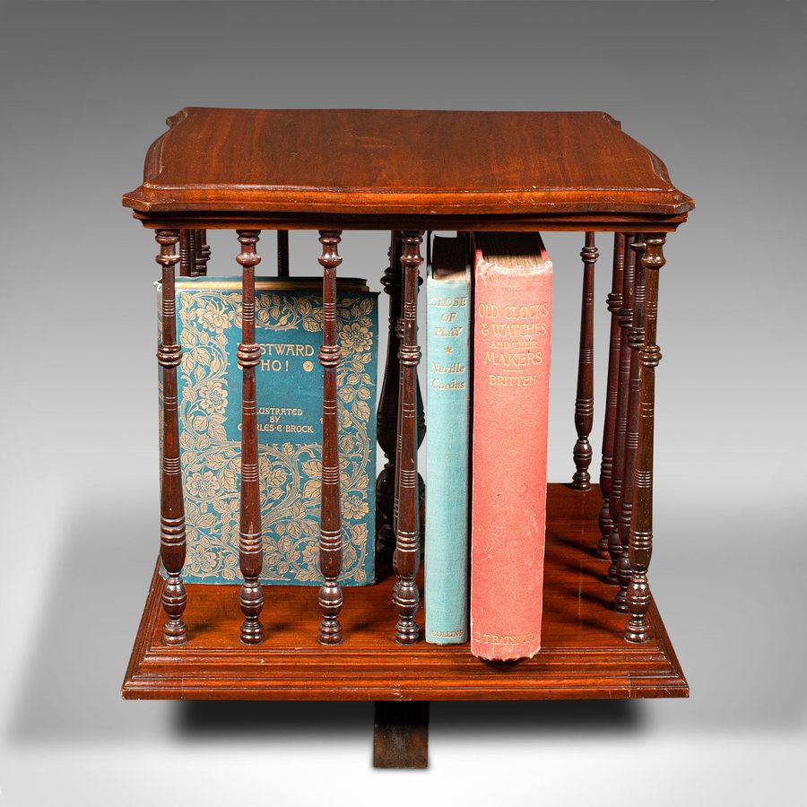 Antique Antique Book Companion, English, Walnut, Rotary Bookstand, Edwardian, Circa 1910