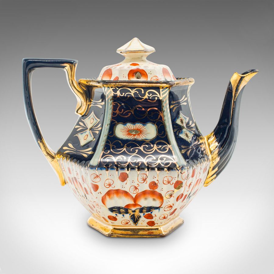 Antique Antique Imari Pattern Teapot, English, Ceramic, Decorative Tea Kettle, Victorian