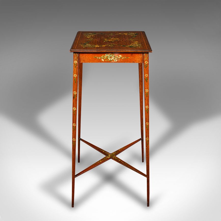 Antique Small Antique Lamp Table, English, Occasional, Hand Painted Decor, Regency, 1820