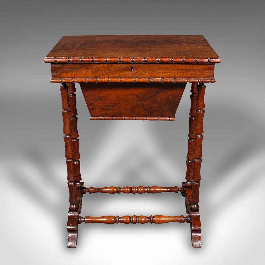 Antique Small Antique Sewing Table, English, Flame, Ladies, Work, Regency, Circa 1830