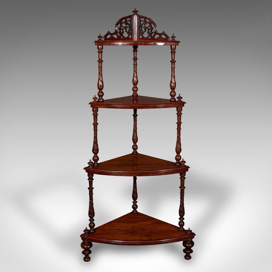 Antique Antique Corner Whatnot, English, Walnut, Country House Display Stand, Victorian