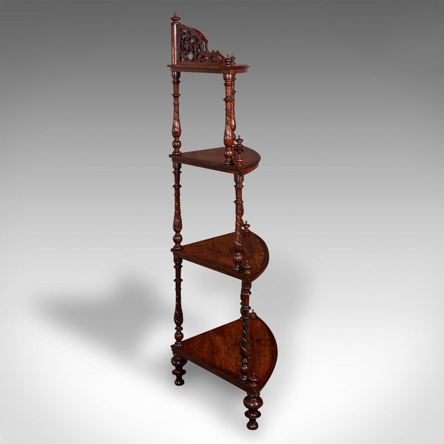 Antique Antique Corner Whatnot, English, Walnut, Country House Display Stand, Victorian