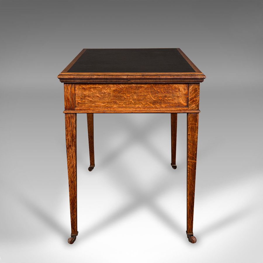 Antique Antique Writing Desk, English, Oak, Leather, Correspondence Table, Edwardian