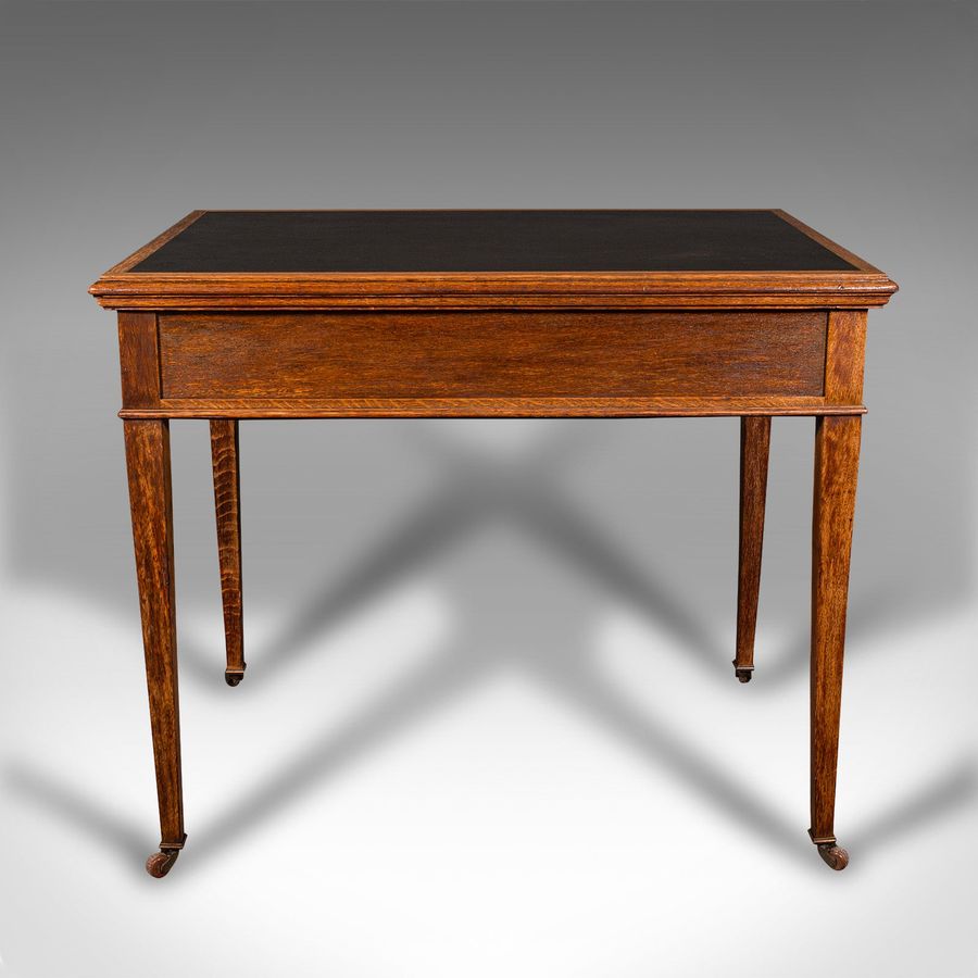 Antique Antique Writing Desk, English, Oak, Leather, Correspondence Table, Edwardian