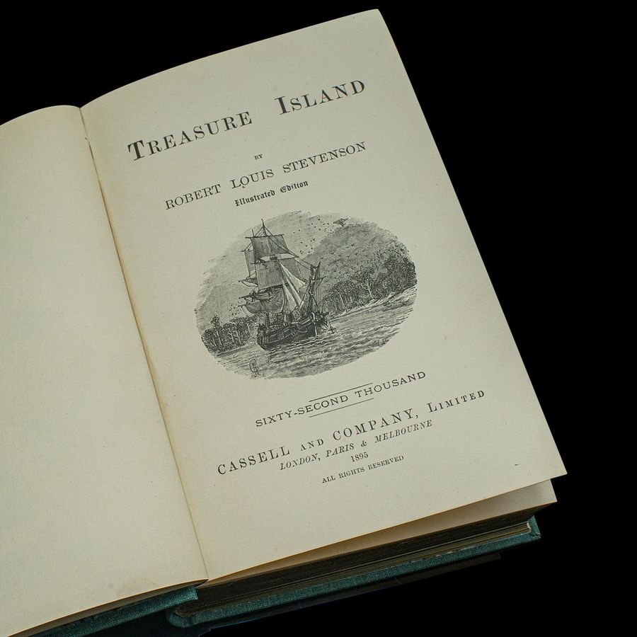 Antique Antique Treasure Island Book, Robert Louis Stevenson, English, Late Victorian