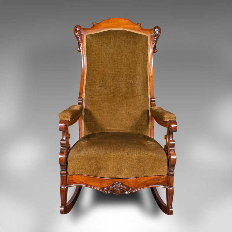 Antique Antique Rocking Chair, English, Walnut, Armchair, Rocker, Victorian, Circa 1880