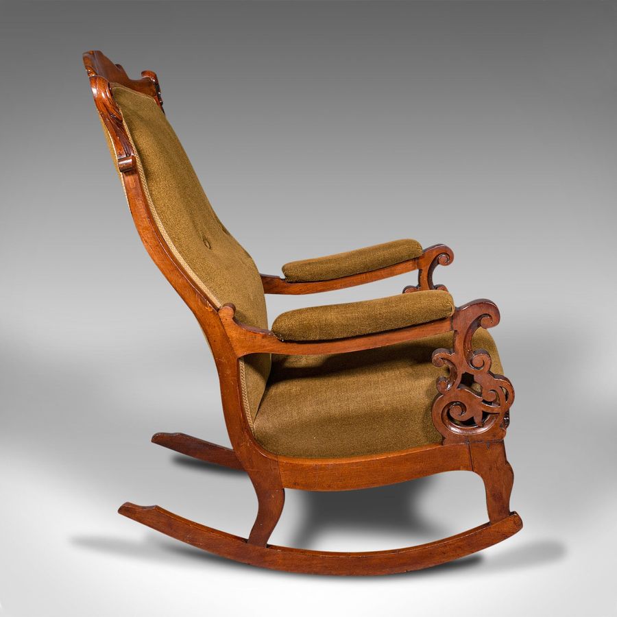 Antique Antique Rocking Chair, English, Walnut, Armchair, Rocker, Victorian, Circa 1880