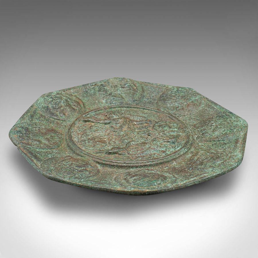 Antique Small Antique Octagonal Dish, Middle Eastern, Decorative, Bronze Tray, Georgian