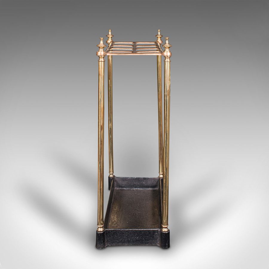 Antique Antique Segmented Stick Stand, English, Brass, Hallway Rack, Victorian, C.1900