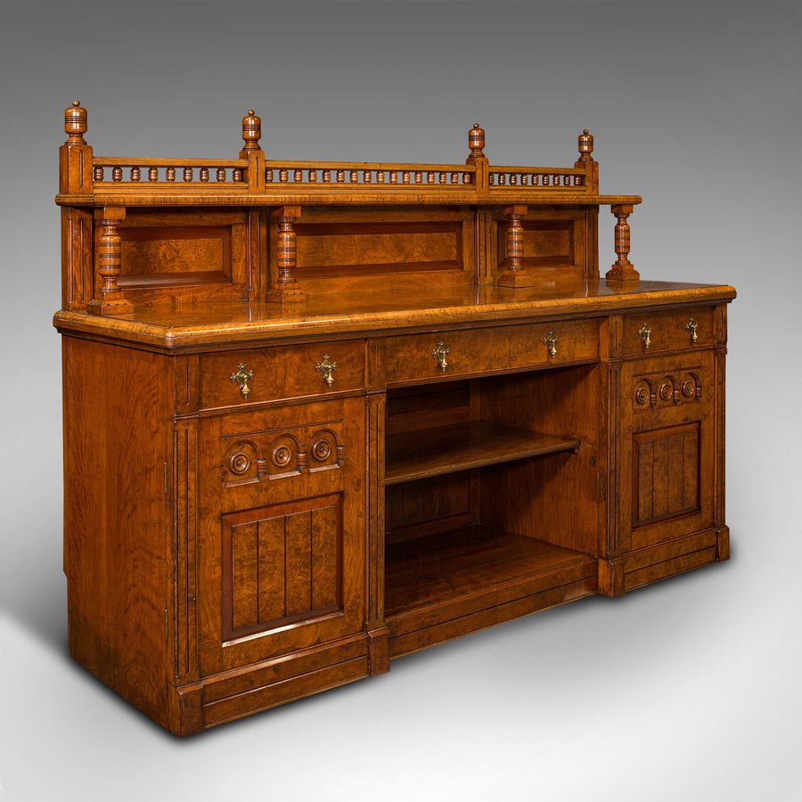 Large Antique Grand Sideboard, Scottish, Oak, Buffet Cabinet, Victorian, C.1860