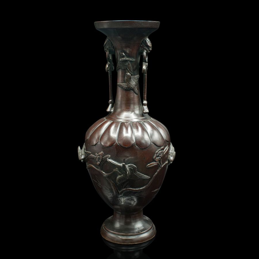 Antique Antique Decorative Stem Vase, Japanese, Bronze, Meiji Urn, Victorian, Circa 1880