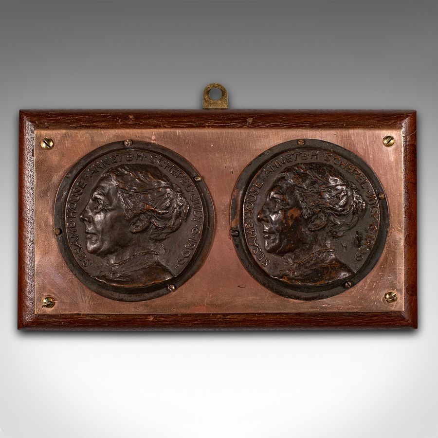 Antique Antique Mounted Portrait Plaque, English, Bronze, Decor, Wall Panel, Victorian