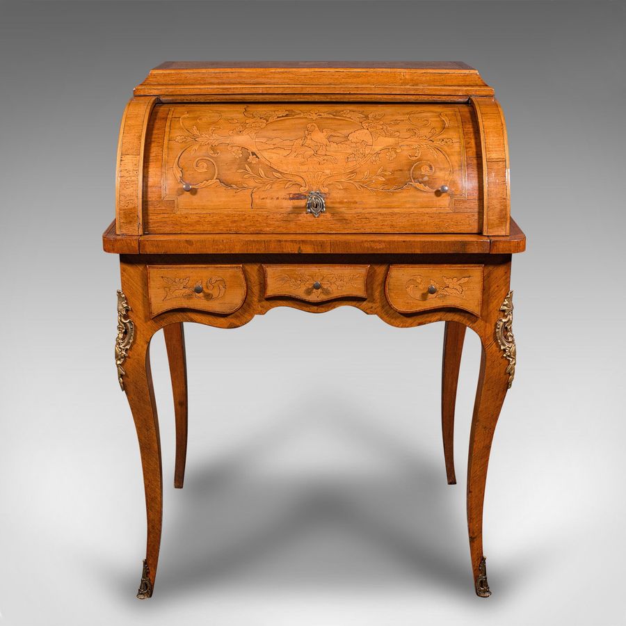 Antique Antique Ladies Writing Desk, French, Walnut, Table, Bonheur Du Jour, Victorian