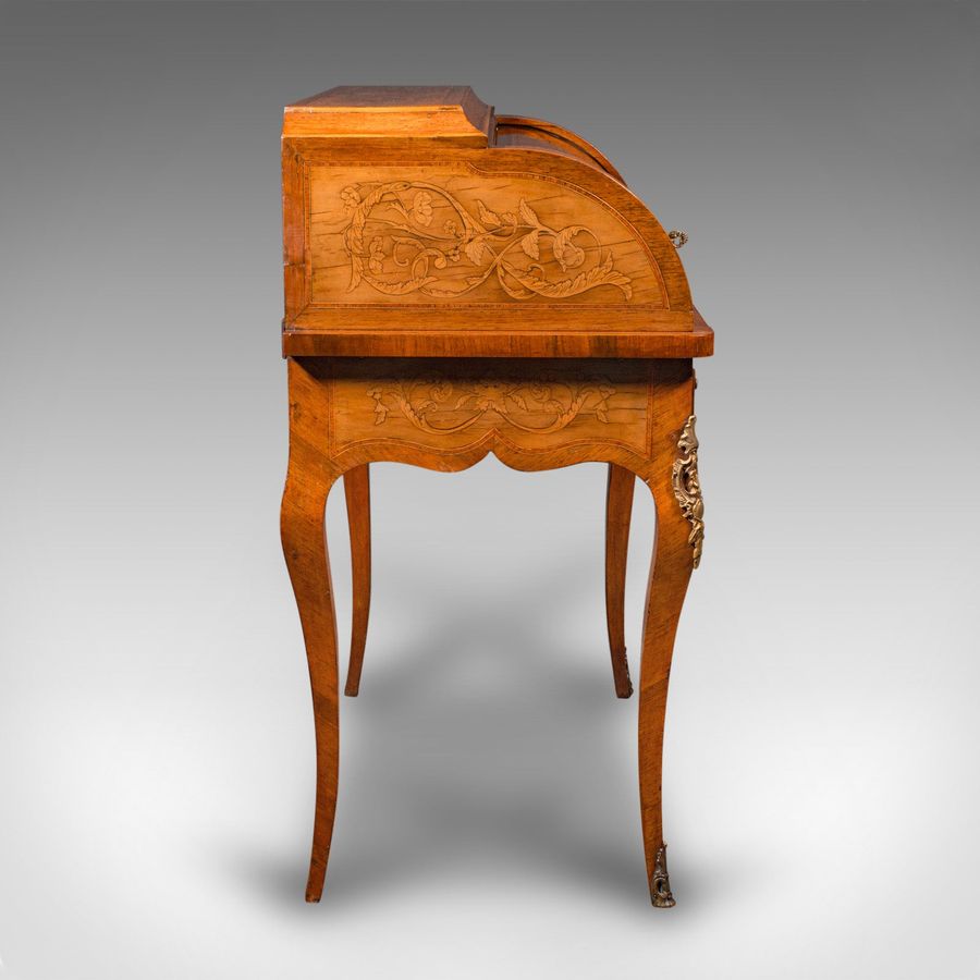 Antique Antique Ladies Writing Desk, French, Walnut, Table, Bonheur Du Jour, Victorian