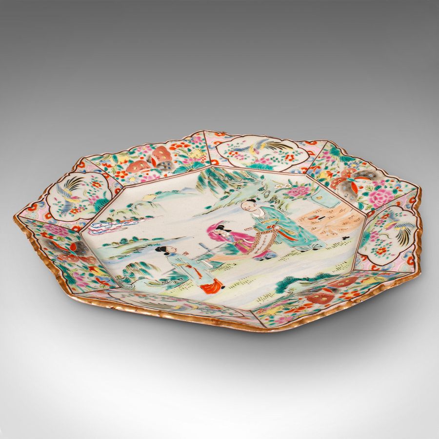 Antique Antique Octagonal Serving Plate, Japanese, Ceramic, Decor, Charger, Victorian