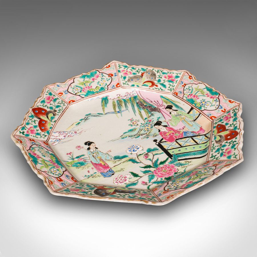 Antique Antique Decorative Serving Plate, Japanese, Ceramic, Charger, Meiji, Victorian