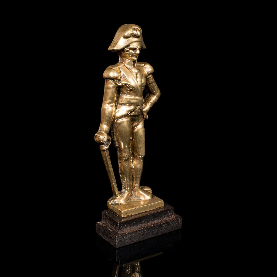 Antique Figural Doorstop, English, Brass, Lord Nelson, Door Keep, Late Georgian