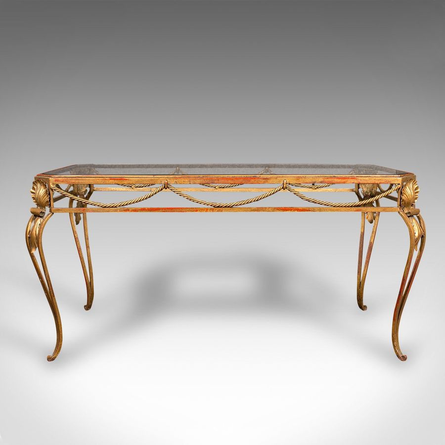Antique Antique Glazed Coffee Table, French, Brass, Art Nouveau, Early 20th, Circa 1920