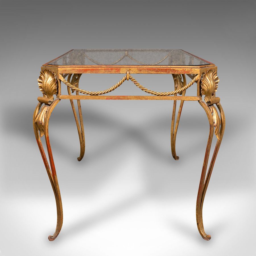 Antique Antique Glazed Coffee Table, French, Brass, Art Nouveau, Early 20th, Circa 1920