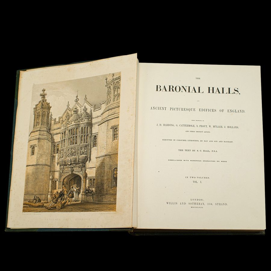 Antique Large Antique Book of Baronial Halls Volume 1, Reference, English, Mid Victorian