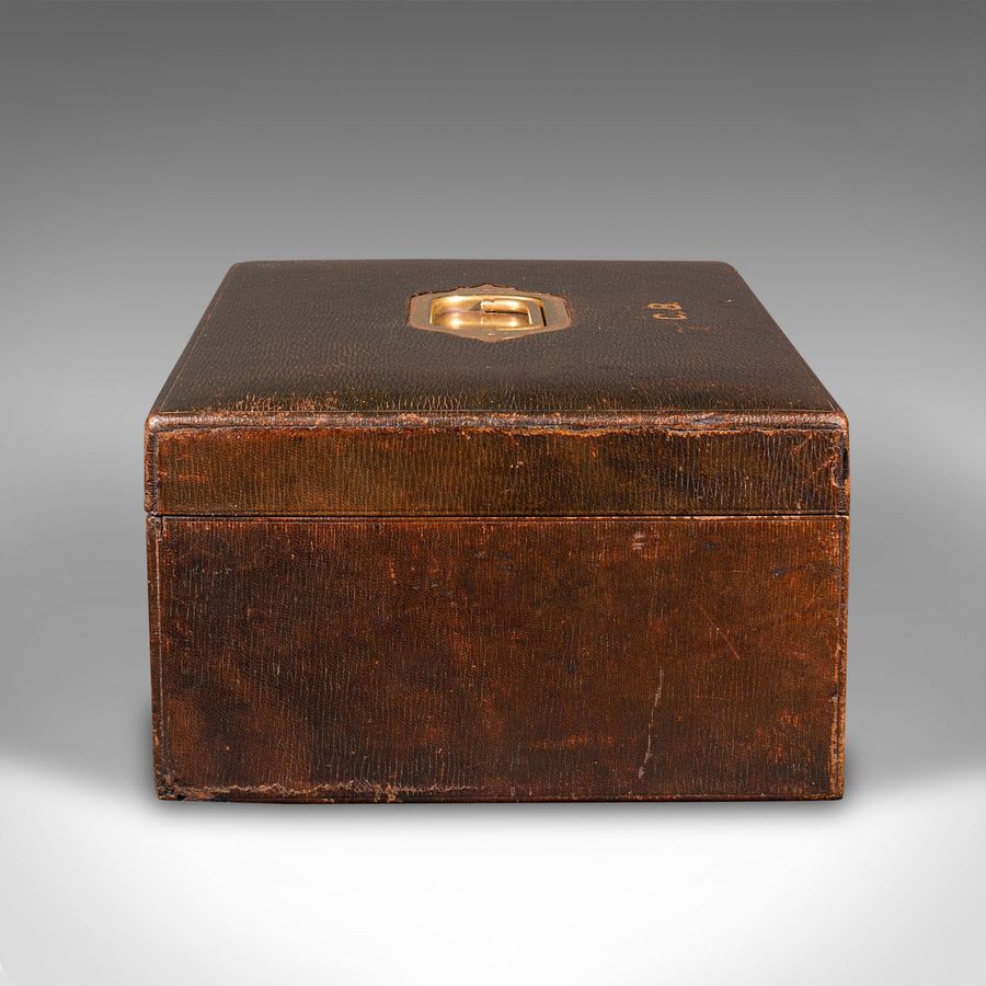 Antique Antique Correspondence Box, English, Leather, Travel, After Asprey, Victorian