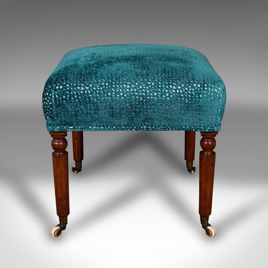 Antique Antique Dressing Stool, English, Chenille Upholstery, Footstool, Regency, C.1820