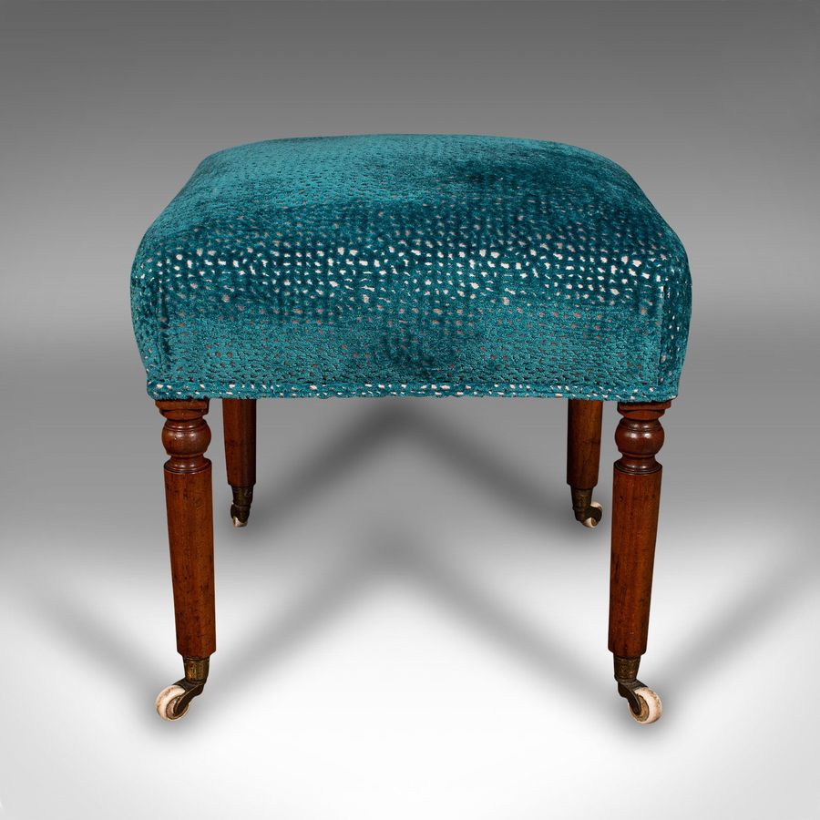 Antique Antique Dressing Stool, English, Chenille Upholstery, Footstool, Regency, C.1820
