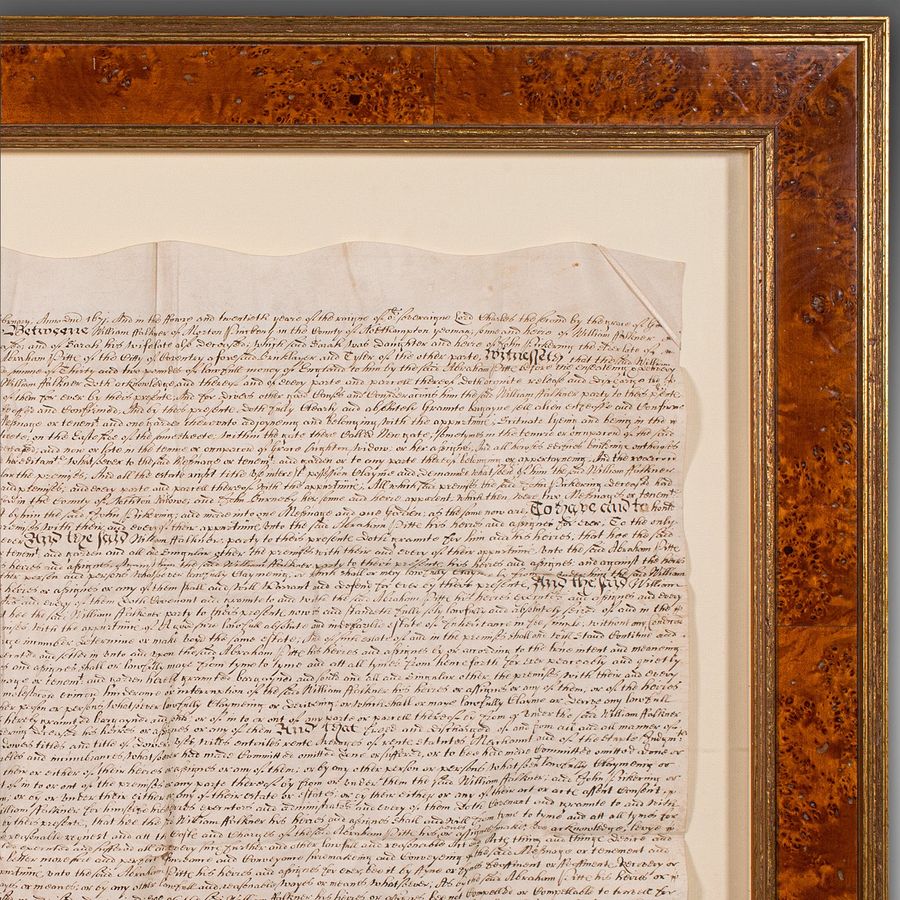 Antique Antique Framed Indenture, English, Vellum, Document, 17th Century, Dated 1671