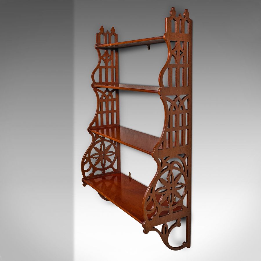 Antique Antique 4-Tier Mounted Whatnot, English, Wall Display Shelves, Edwardian, C.1910