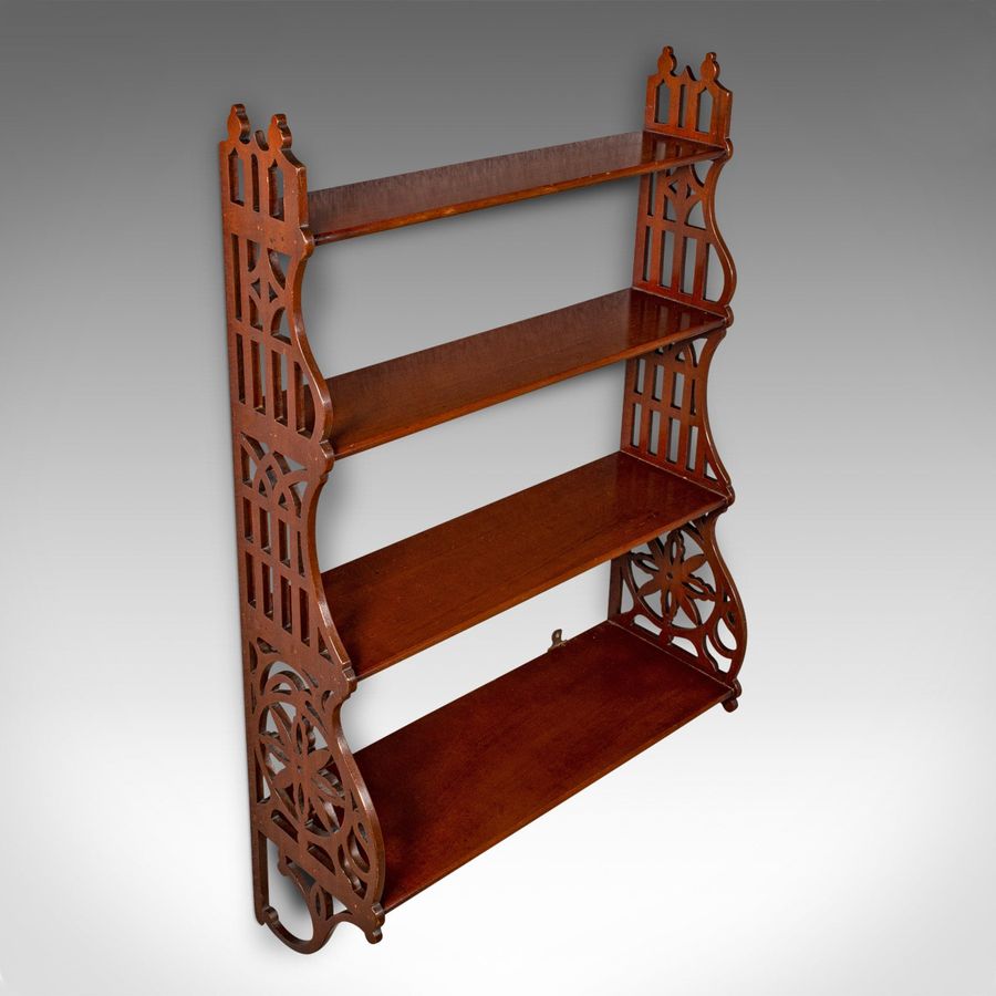 Antique Antique 4-Tier Mounted Whatnot, English, Wall Display Shelves, Edwardian, C.1910