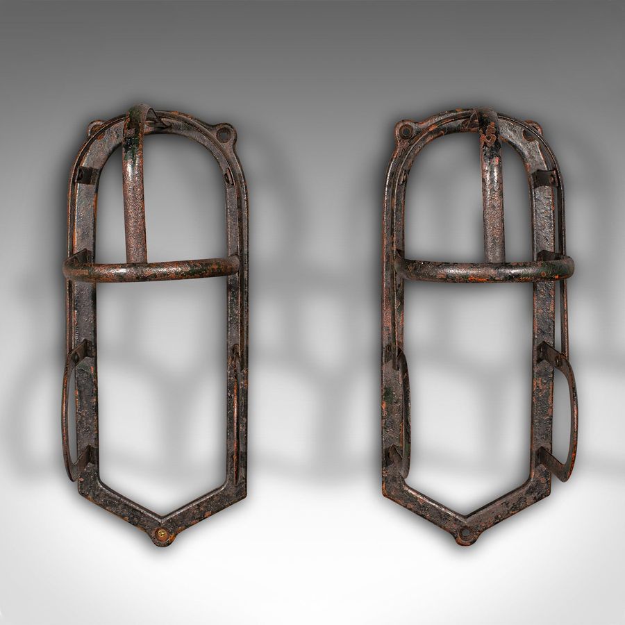 Antique Pair Of Antique Equestrian Tack Rests, English Iron, Stables, Outdoor, Victorian