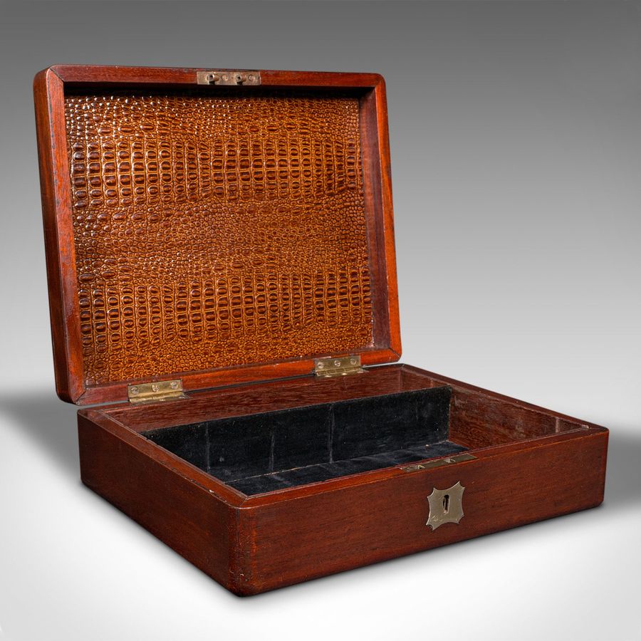 Small Antique Lined Jewellery Box, English, Keepsake Case, Victorian, Circa 1860