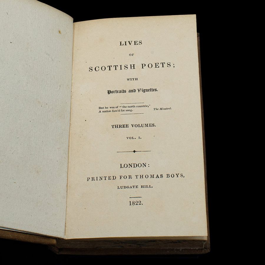 Antique 2 Antique Books, The Lives of Scottish Poets, English, Biographical, Regency