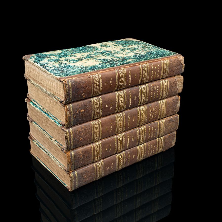 Antique 5 Vols, Antique Books, Lives of the British Admirals, English, Georgian, 1817