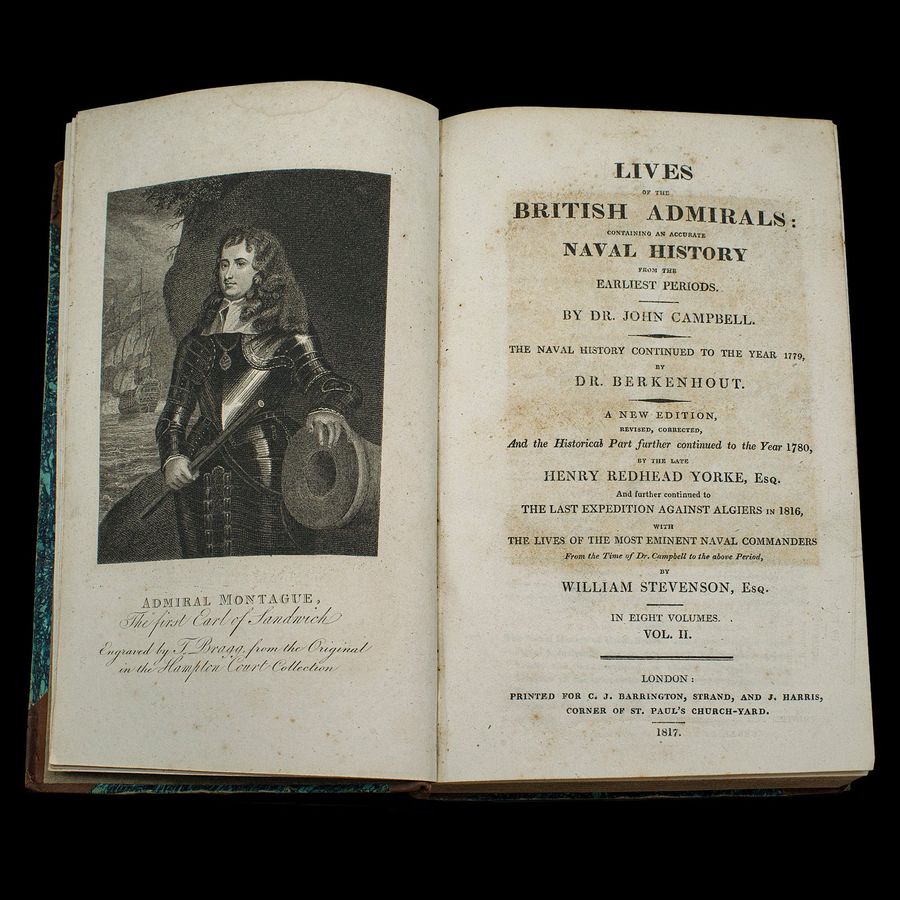 Antique 5 Vols, Antique Books, Lives of the British Admirals, English, Georgian, 1817