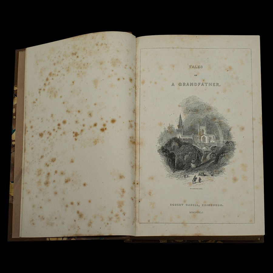 Antique Antique Scottish History Book, Tales of a Grandfather, Walter Scott, Victorian