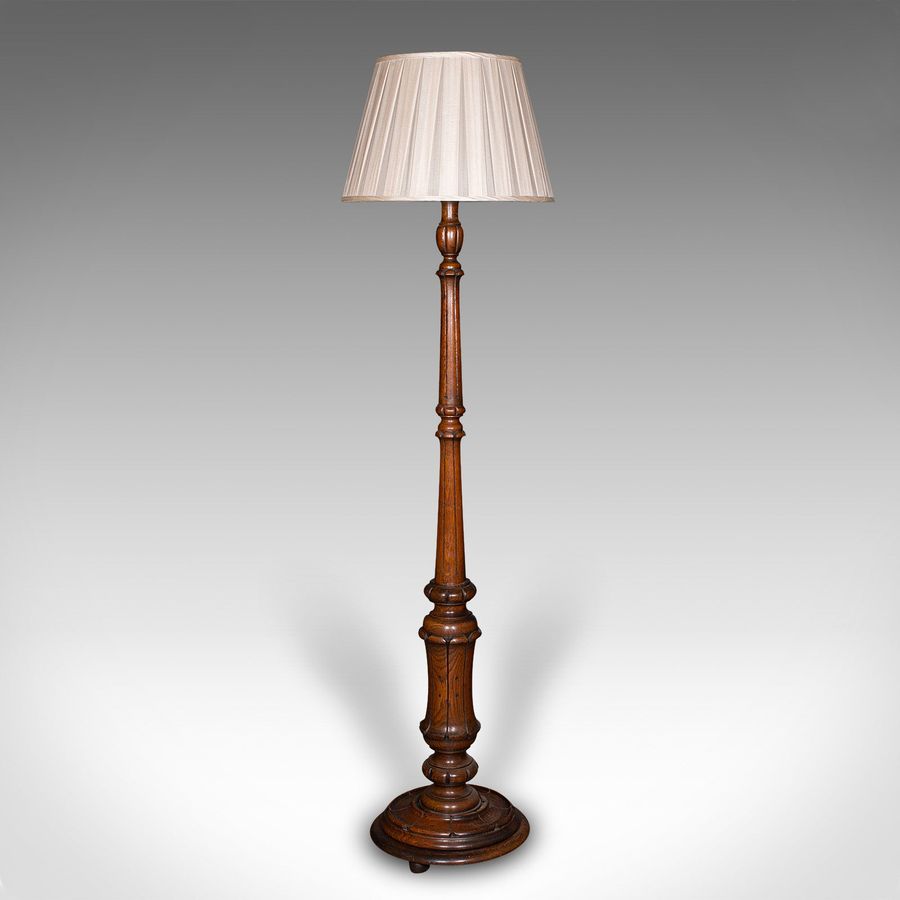 Antique Antique Standard Lamp, Scottish, Oak, Reading Light, Library, Lounge, Victorian