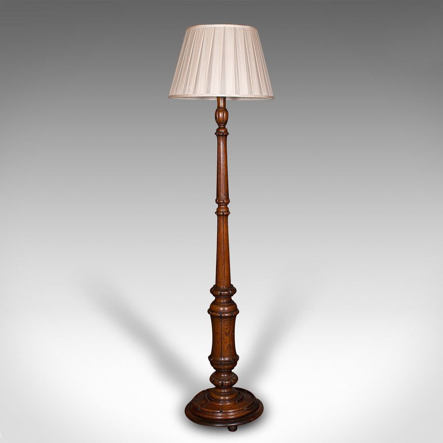 Antique Antique Standard Lamp, Scottish, Oak, Reading Light, Library, Lounge, Victorian