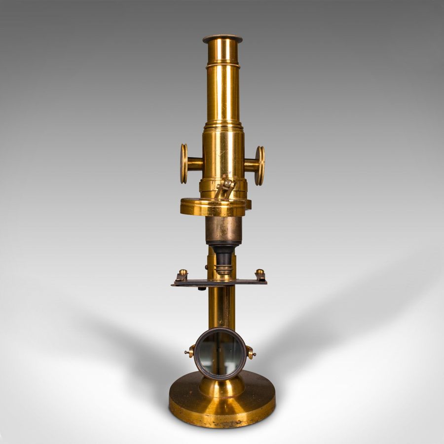 Antique Antique Cased Scholar's Microscope, English, Brass Scientific Instrument, C.1920