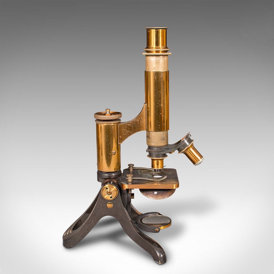 Antique Antique Scholar's Microscope, English, Brass, Scientific Instrument, Victorian