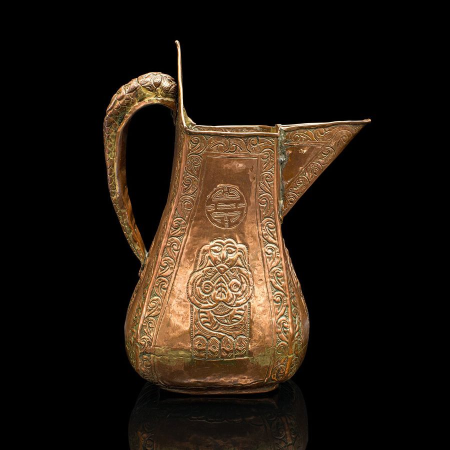 Antique Antique Serving Jug, Chinese, Copper, Decorative Ewer, Provincial, Victorian