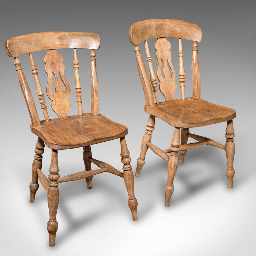 Antique Set Of 4 Antique Dining Chairs, English Elm, Beech, Kitchen, Reception Hall Seat