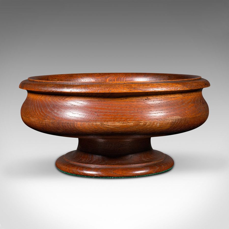 Antique Antique Fruit Bowl, English, Turned Oak, Display Dish, Arts & Crafts, Victorian