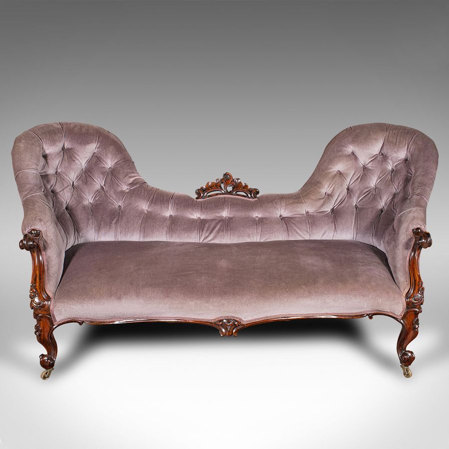 Antique Antique Double Spoon Back Settee, English, 3 Seat, Sofa, Early Victorian, C.1840