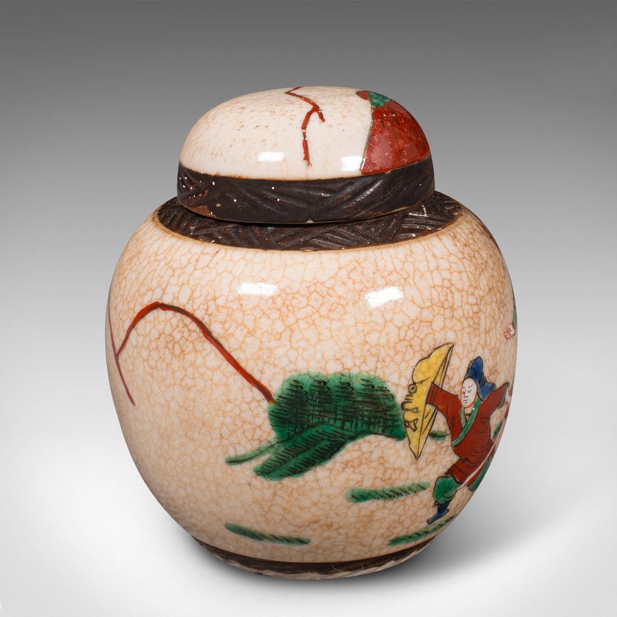 Antique Small Antique Spice Jar, Japanese, Ceramic, Decorative Pot, Victorian, C.1900
