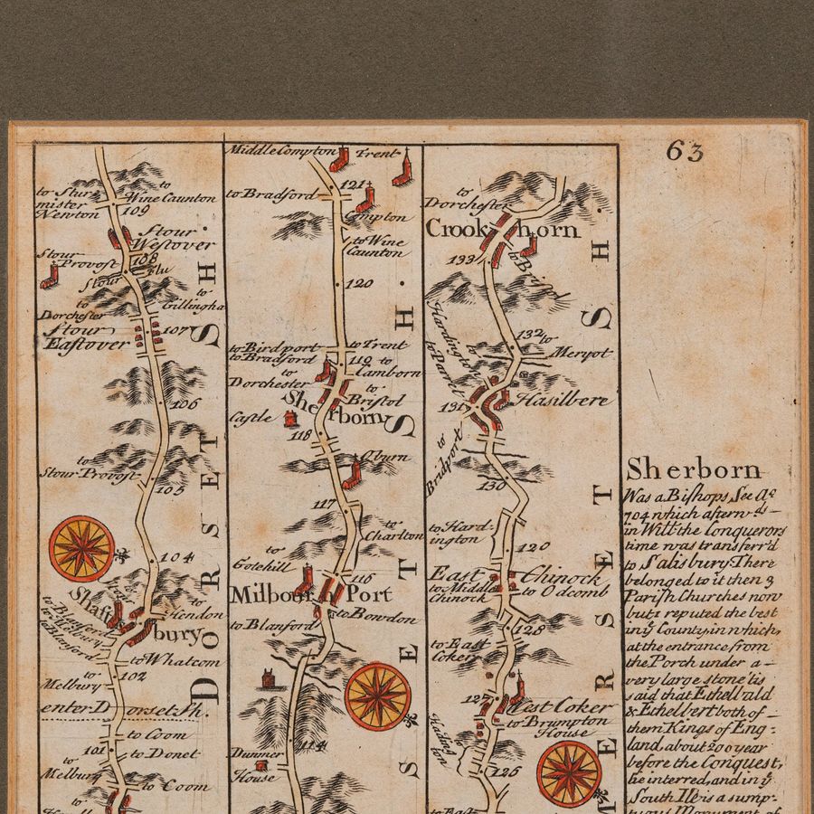 Antique Antique Coaching Road Map, Devon, English, Regional Cartography, Georgian, 1720