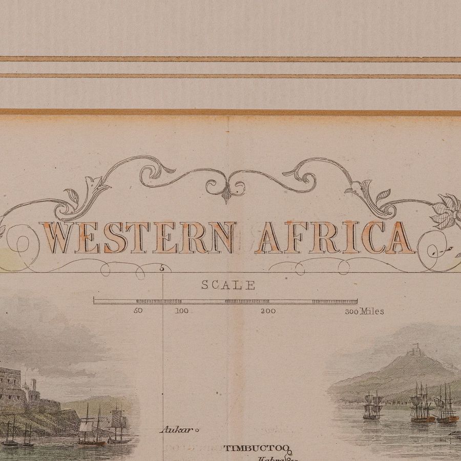 Antique Antique Lithography Map, West Africa, English, Framed, Cartography, Victorian