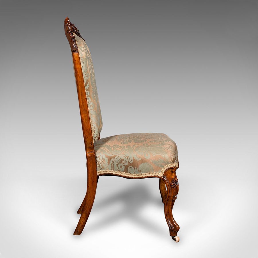 Antique Antique Drawing Room Chair, English, Walnut, Ladies, Side Seat, Early Victorian