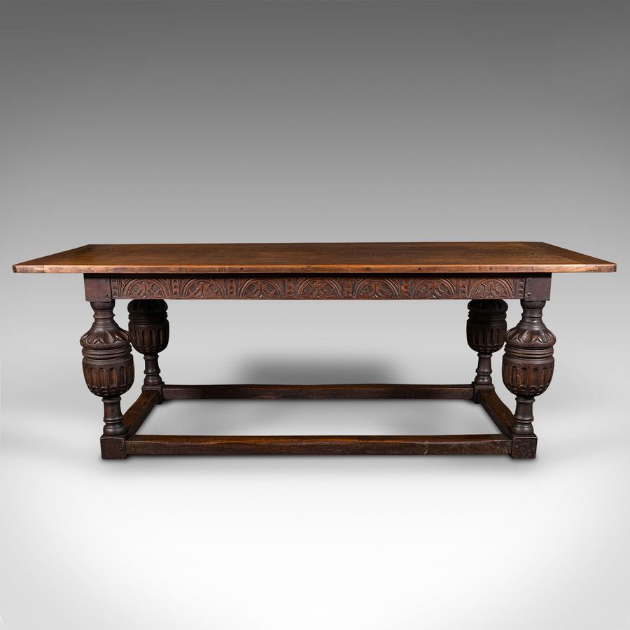 Antique Large Antique Refectory Table, Scottish, Oak, 6-8 Seat, Gothic Taste, Victorian